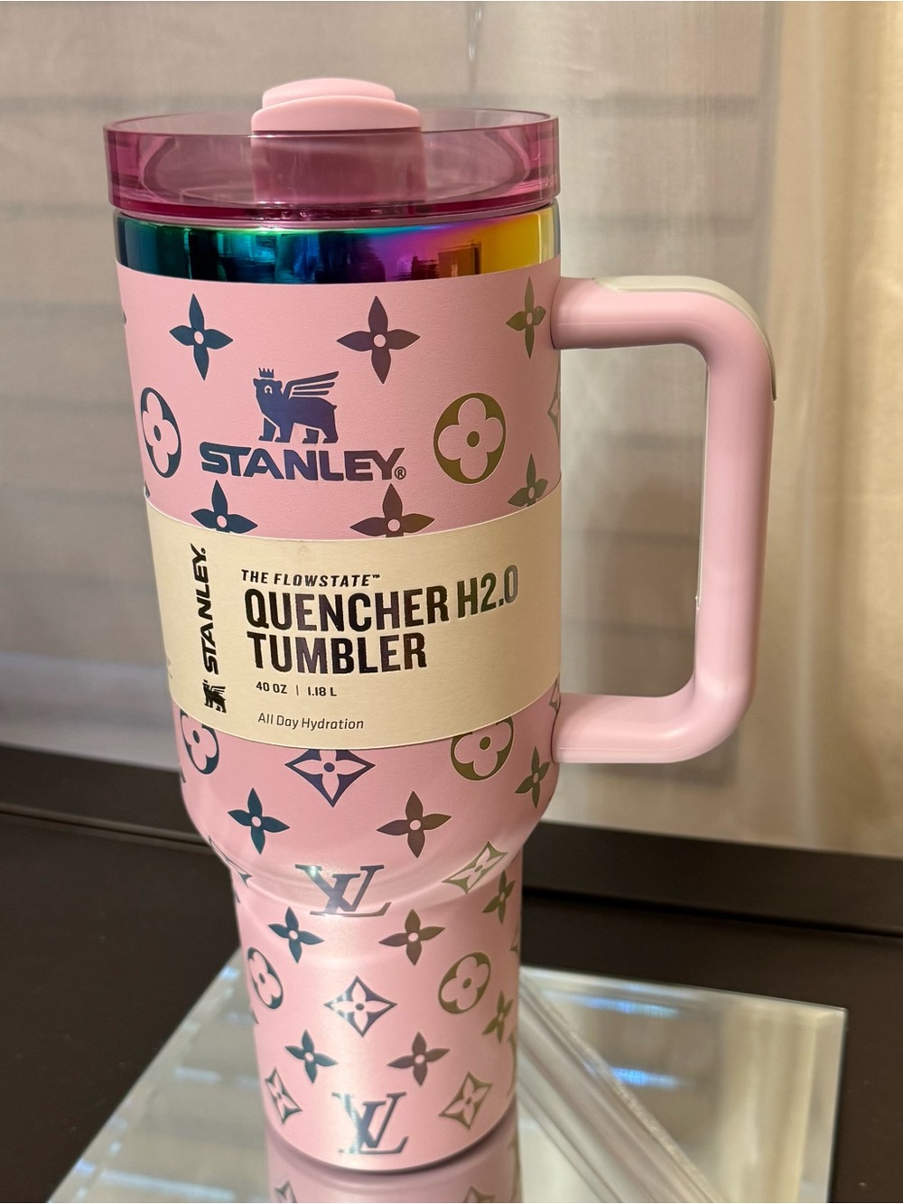 New Stanley Light Purple Tumbler with Iridescent Monogram Accents